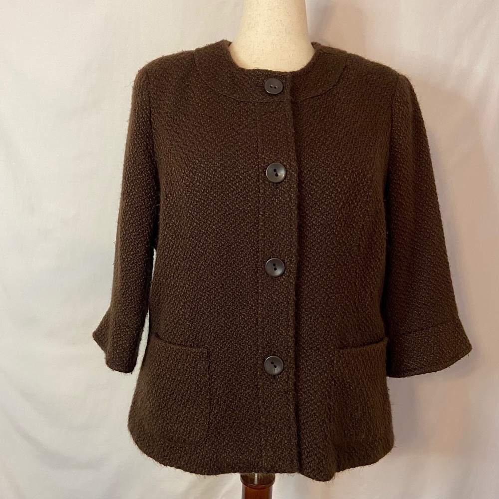 Plus size  (18W) Coldwater Creek Brown Long Sleeve 4 Button Jacket  With Pockets